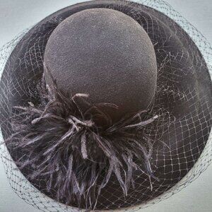 Black Wool Felt Wide Brim Hat